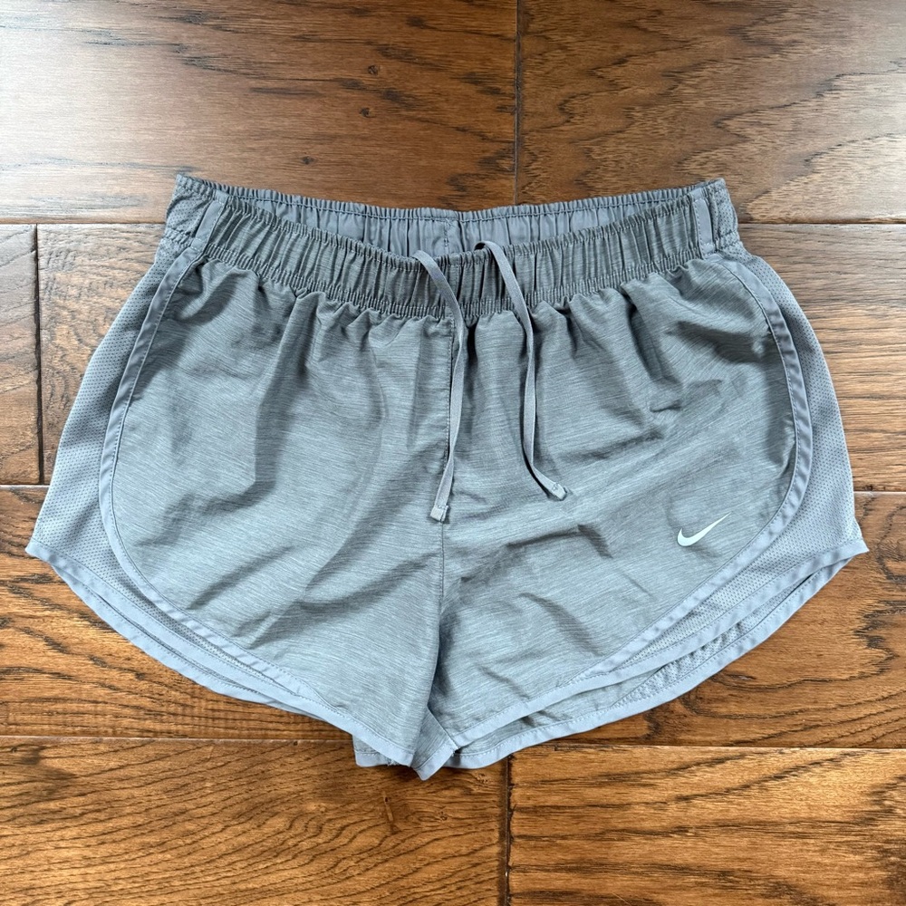 Nike Dri‑FIT Tempo Running Shorts Lined Mesh Heathered Gray Womens Medium